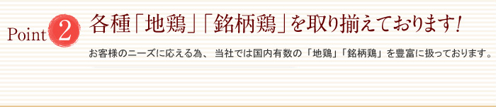 各種「地鶏」「銘柄鶏」を取り揃えております！